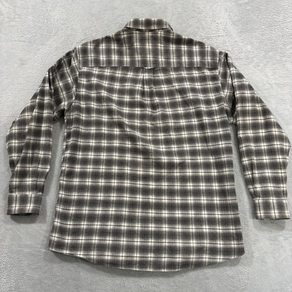 Woolrich Button Shirt Flannel Men's Large Plaid Gray Workwear Vintage - Picture 3 of 7
